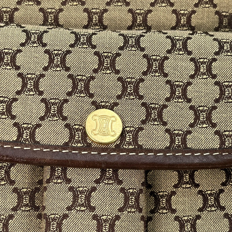 Celine Canvas Macadam Shoulder Bag - Brown 