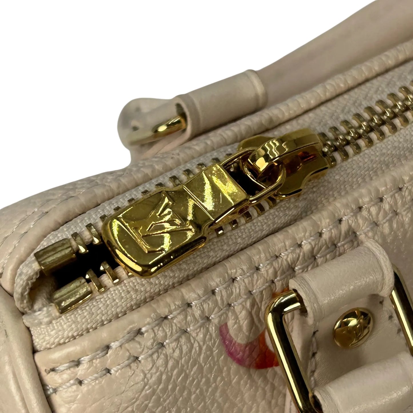 LOUIS VUITTON Nano Speedy Monogram Empreinte Handbag/Shoulder Bag - White 