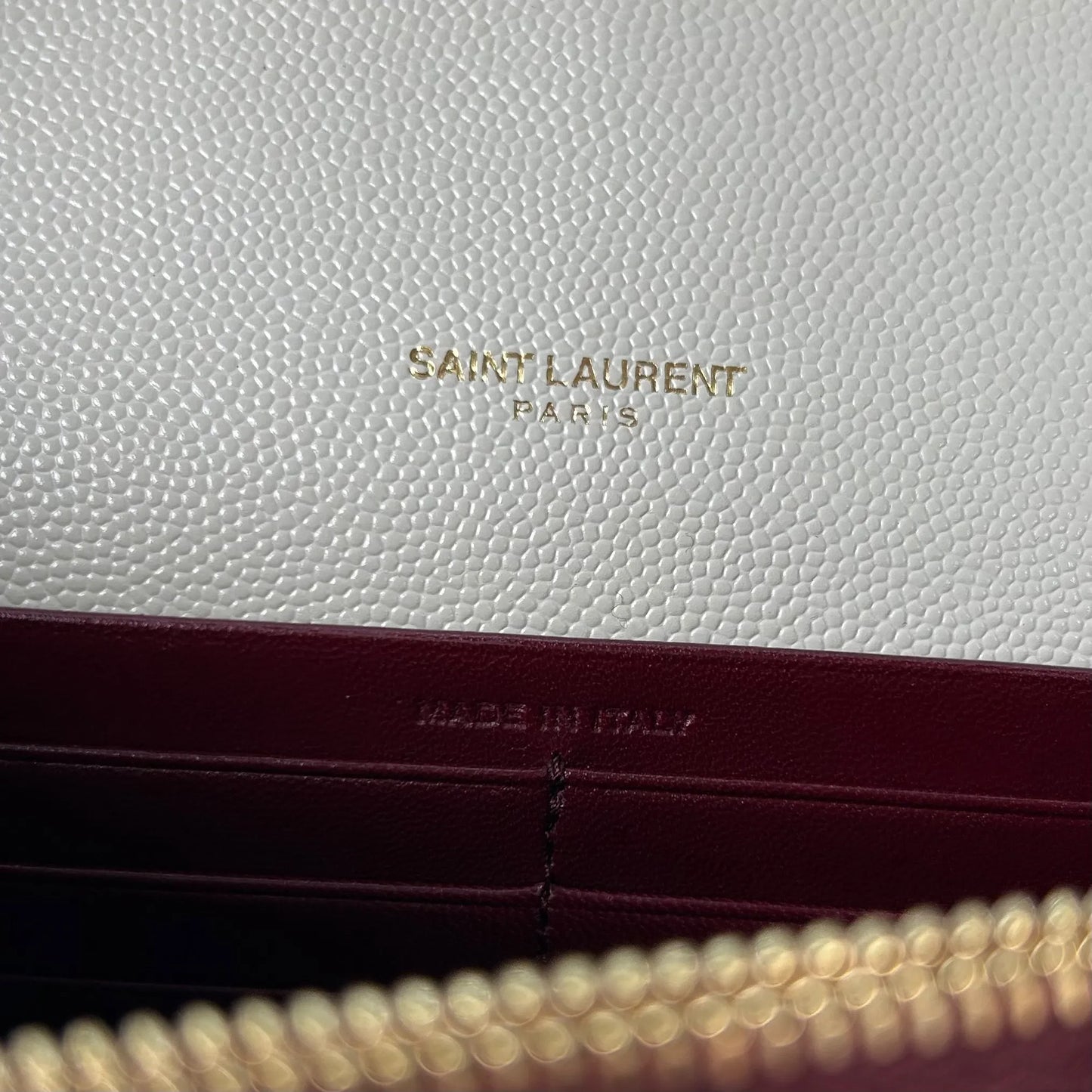 SAINT LAURENT Cassandra Leather Chain Shoulder Bag - White 