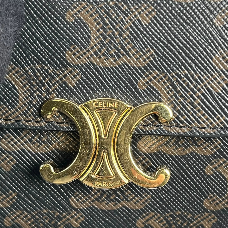 CELINE Triomphe Canvas Compact Wallet - Dark Brown 