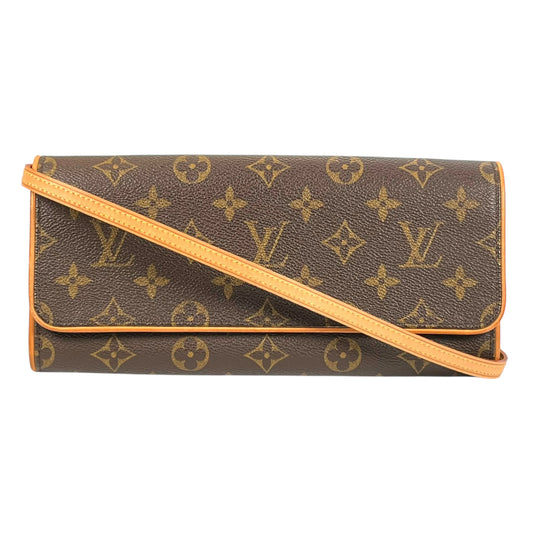 LOUIS VUITTON Pochette Twin GM Monogram Canvas Shoulder Bag - Brown 