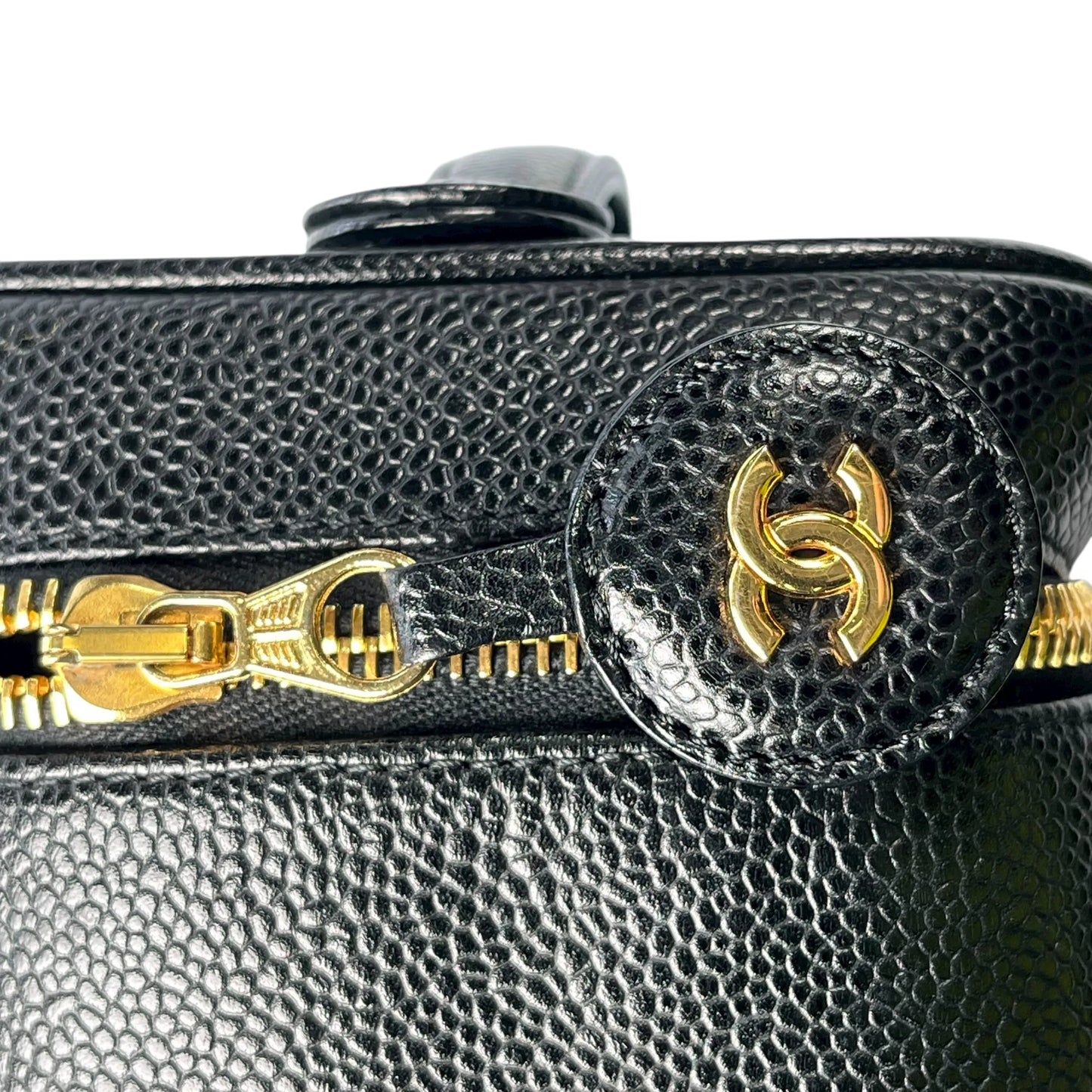 CHANEL キャビアスキン バニティバッグ ハンドバッグ - ブラック