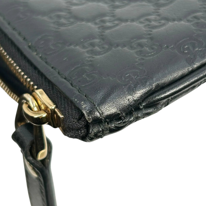 GUCCI Micro Guccissima Leather Key Case/Coin Purse - Black 