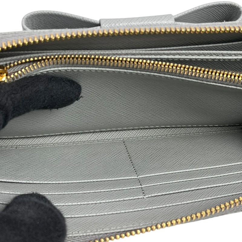 PRADA サフィアーノ リボンモチーフ 長財布 ロングウォレット - グレー