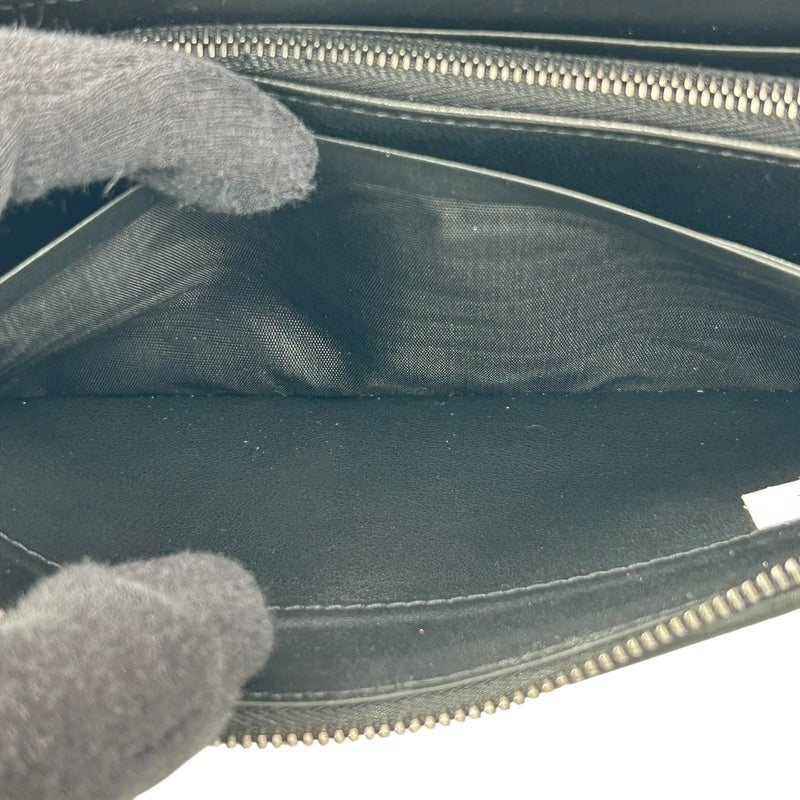 BOTTEGA VENETA Intrecciato Leather Round Zip Long Wallet - Black 