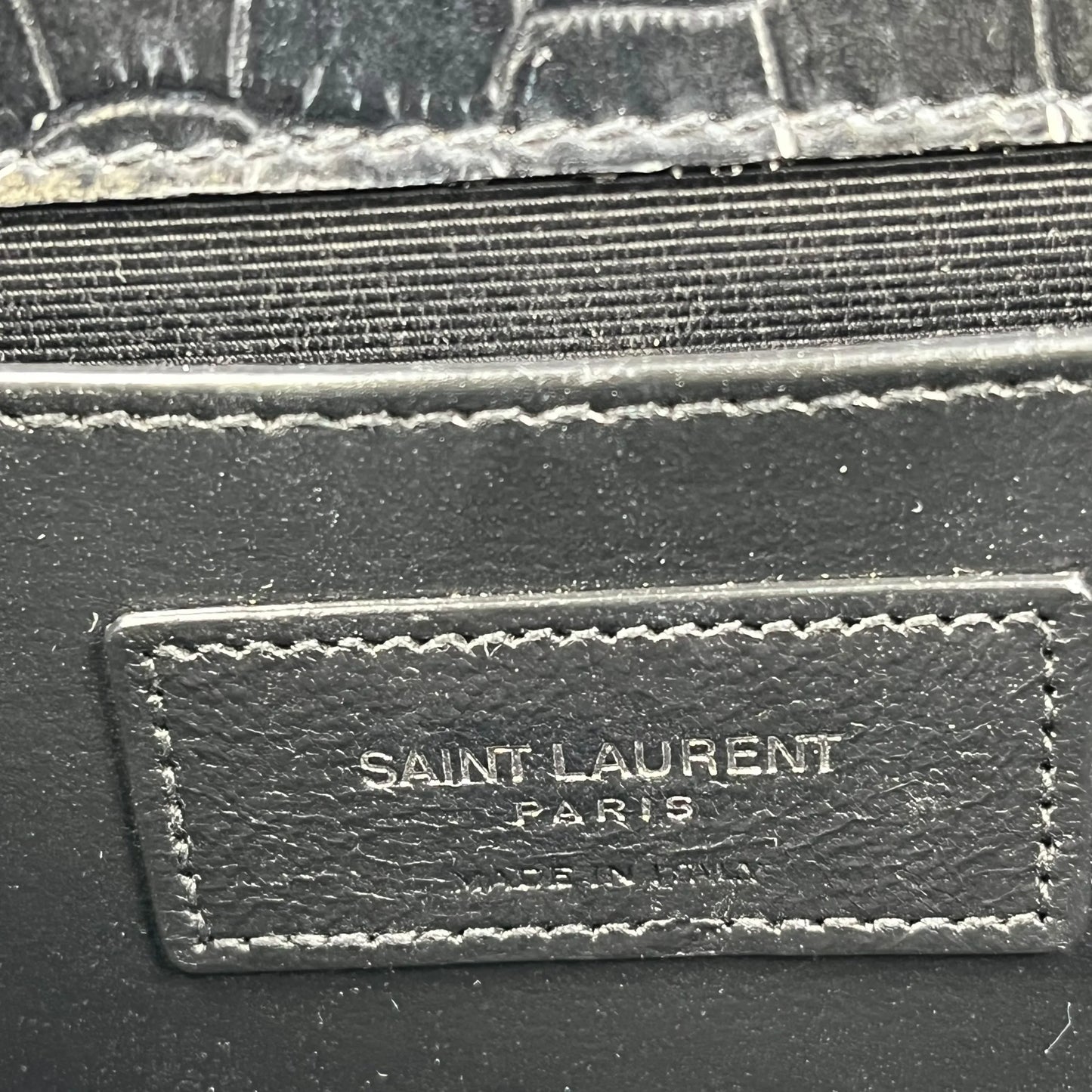 Saint Laurent ケイト タッセル ミディアム クロコダイルエンボスレザー チェーンショルダーバッグ - ブラック