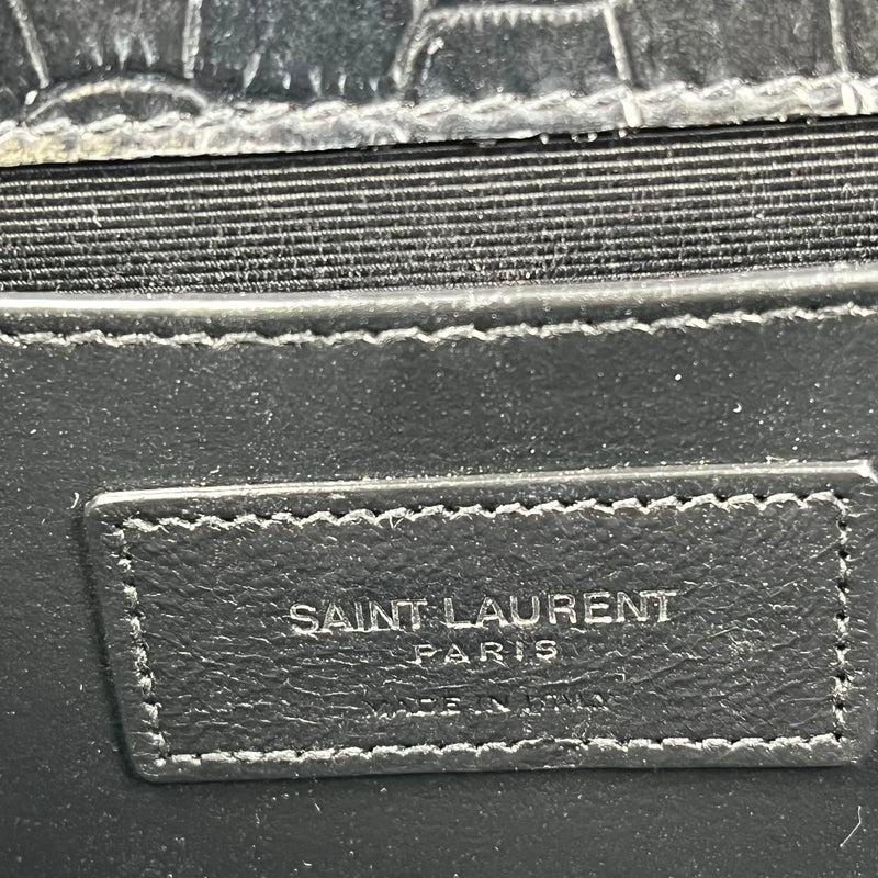 Saint Laurent ケイト タッセル ミディアム クロコダイルエンボスレザー チェーンショルダーバッグ - ブラック