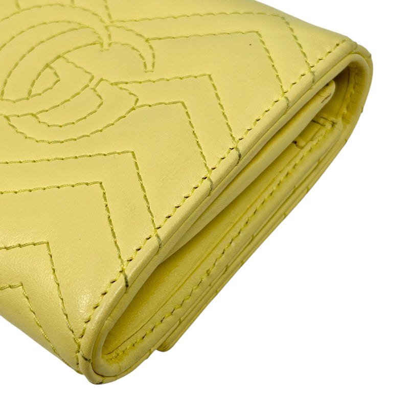 GUCCI GG Marmont Leather Bi-fold Compact Wallet - Yellow 