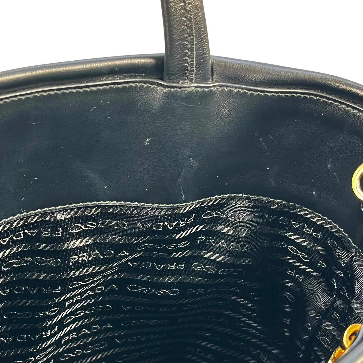 PRADA Soft Calf Leather Tote Bag/Shoulder Bag - Black 