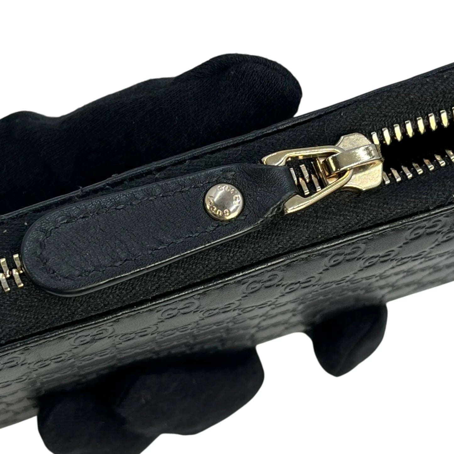 GUCCI Micro Guccissima Round Zip Long Wallet - Black 