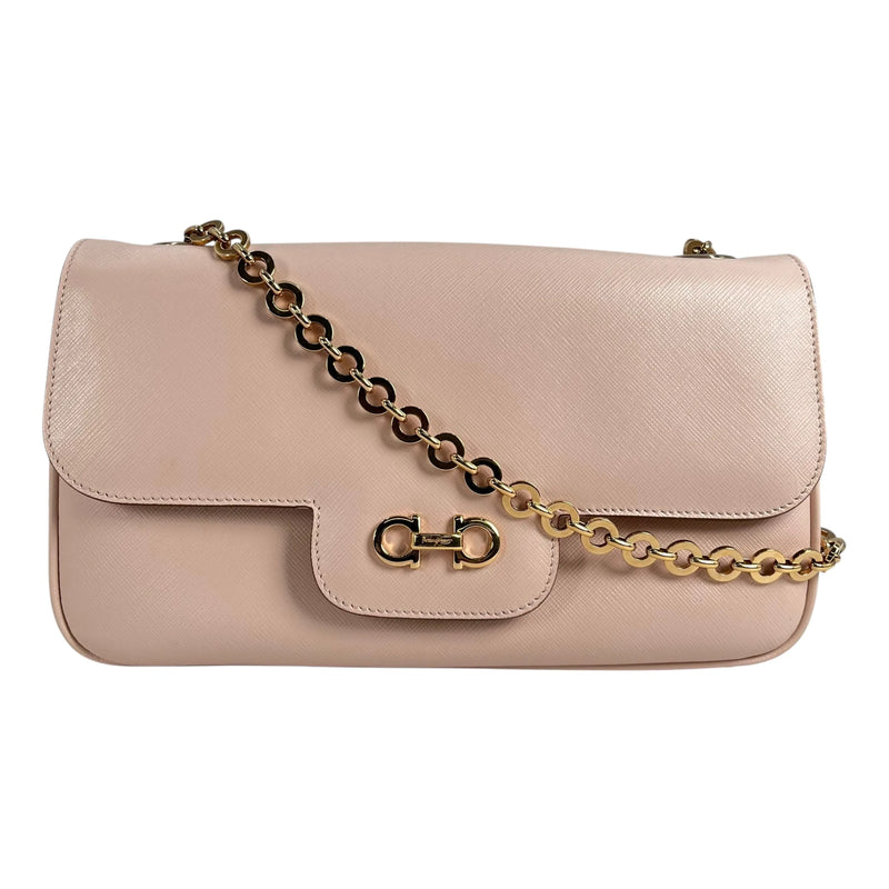 Ferragamo Gancini Leather Shoulder Bag - Pink 