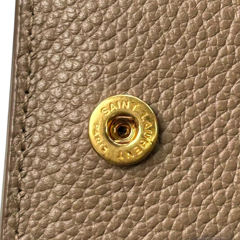 Saint Laurent YSL Zippy Bi-fold Compact Wallet - Beige 