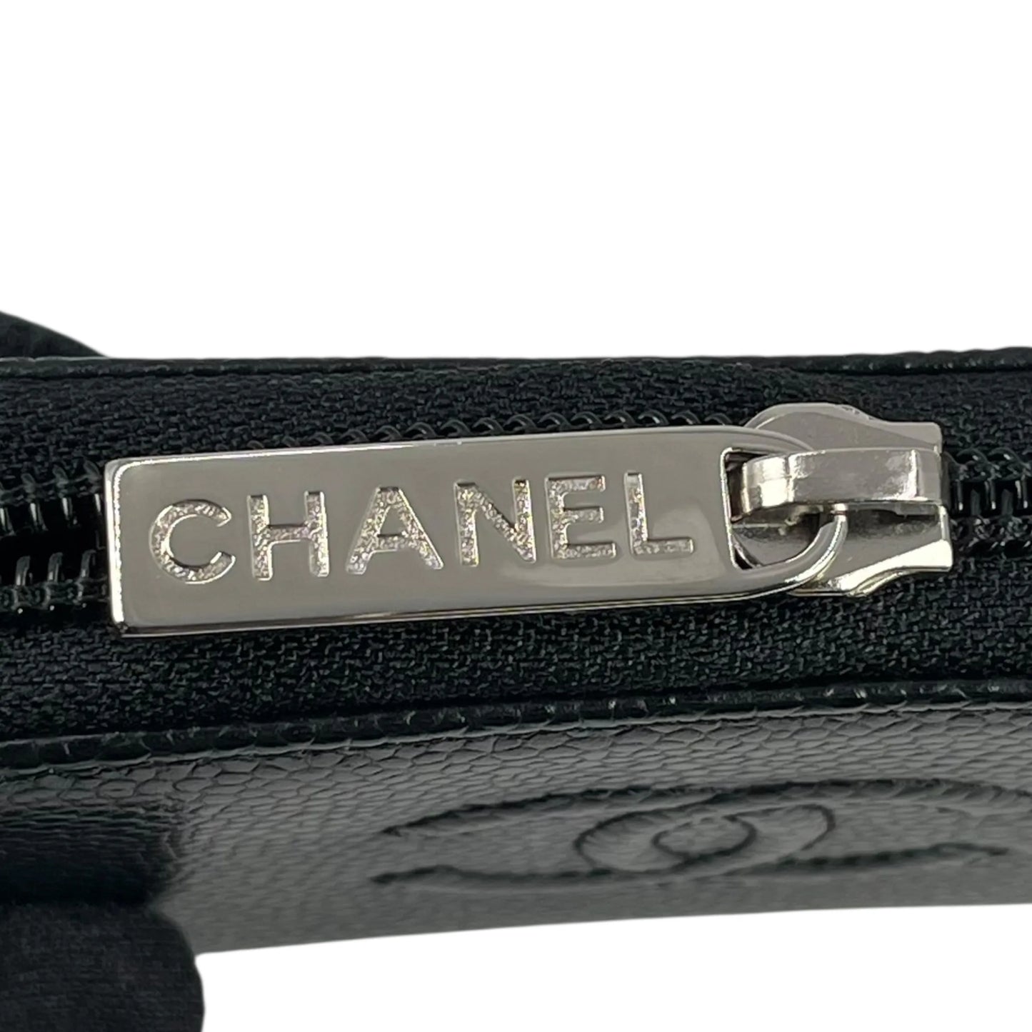 CHANEL CCロゴ キャビアスキン ジッピー カードケース コインケース - ブラック