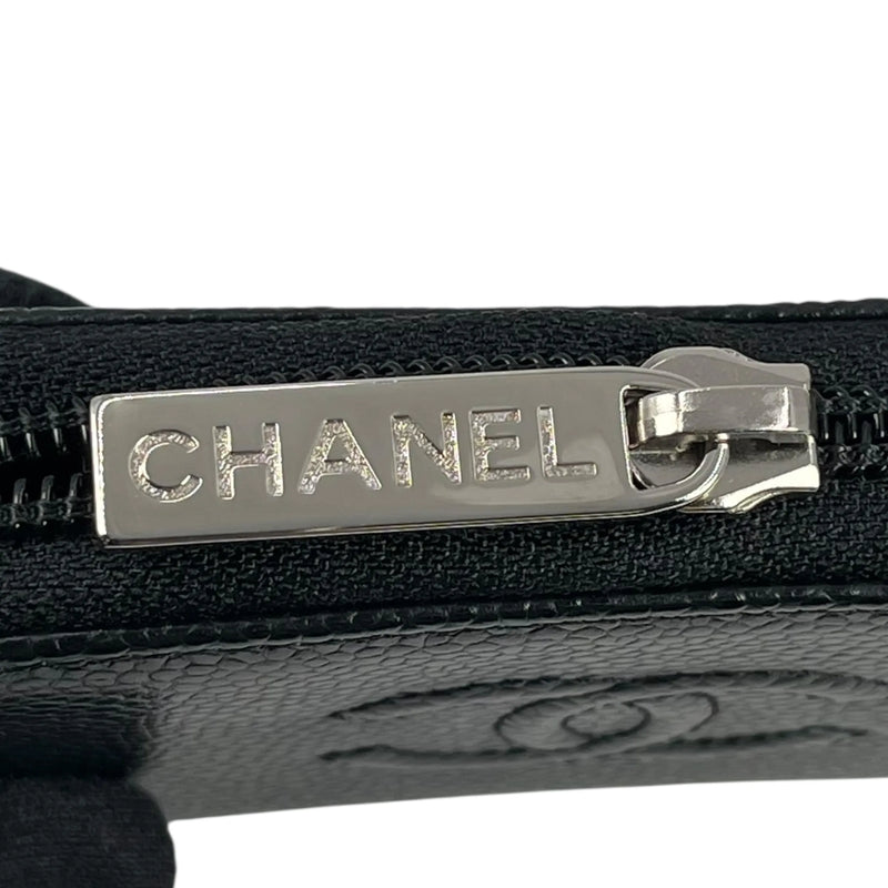 CHANEL CCロゴ キャビアスキン ジッピー カードケース コインケース - ブラック