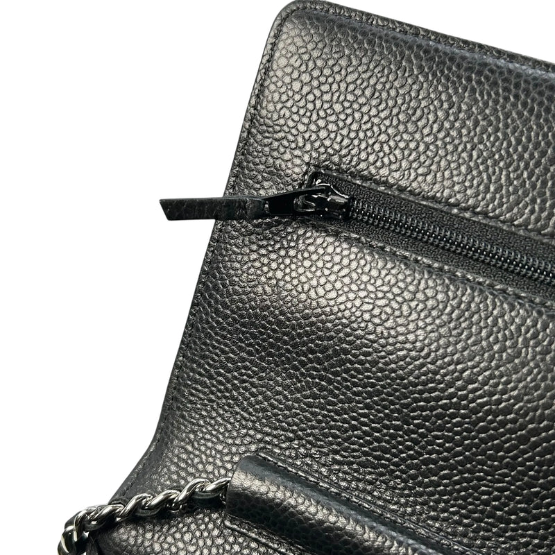 CHANEL マトラッセ キャビアスキン チェーンウォレット - ブラック - 34883