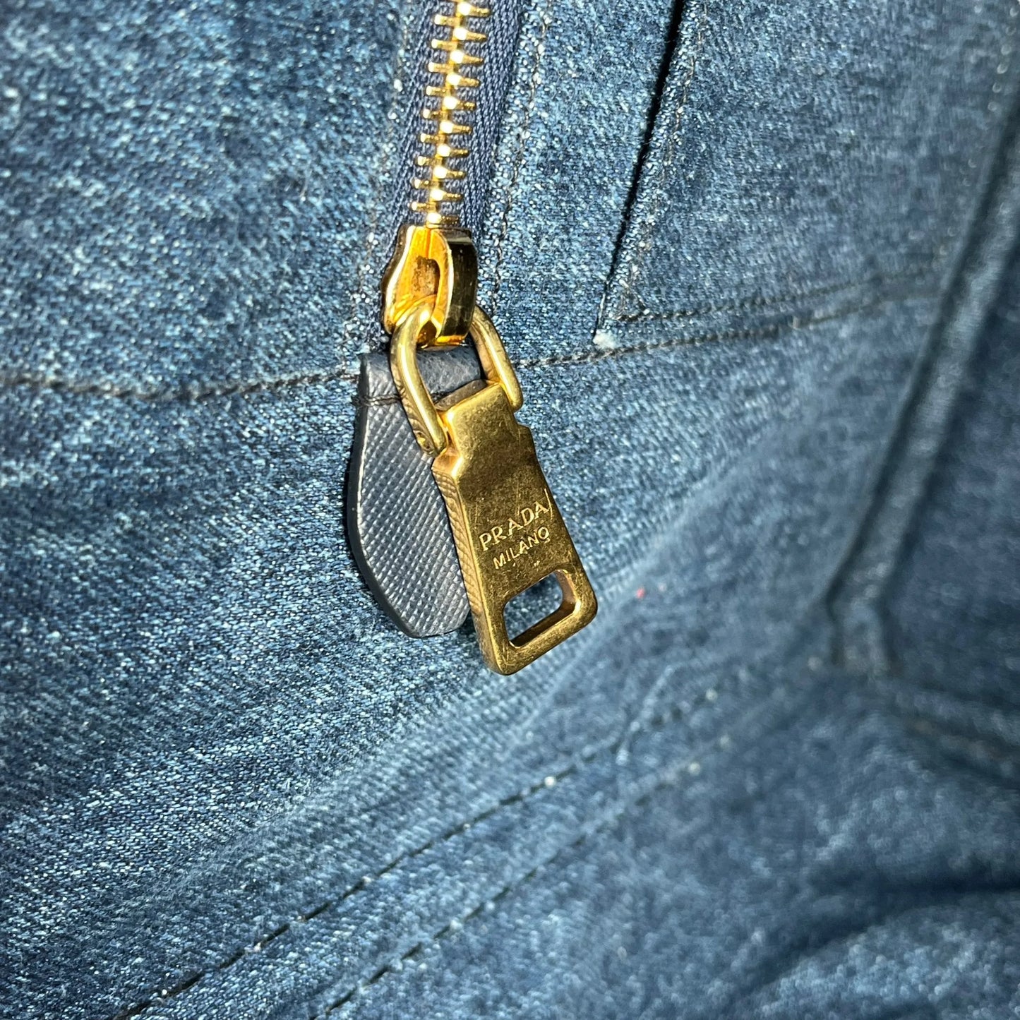 Prada Canapa Denim Tote Bag/Handbag - Blue 