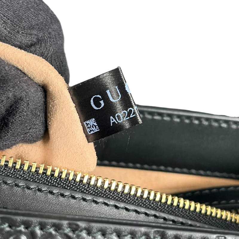 GUCCI Guccissima Padlock Top Handle Leather Hand Bag - Black 