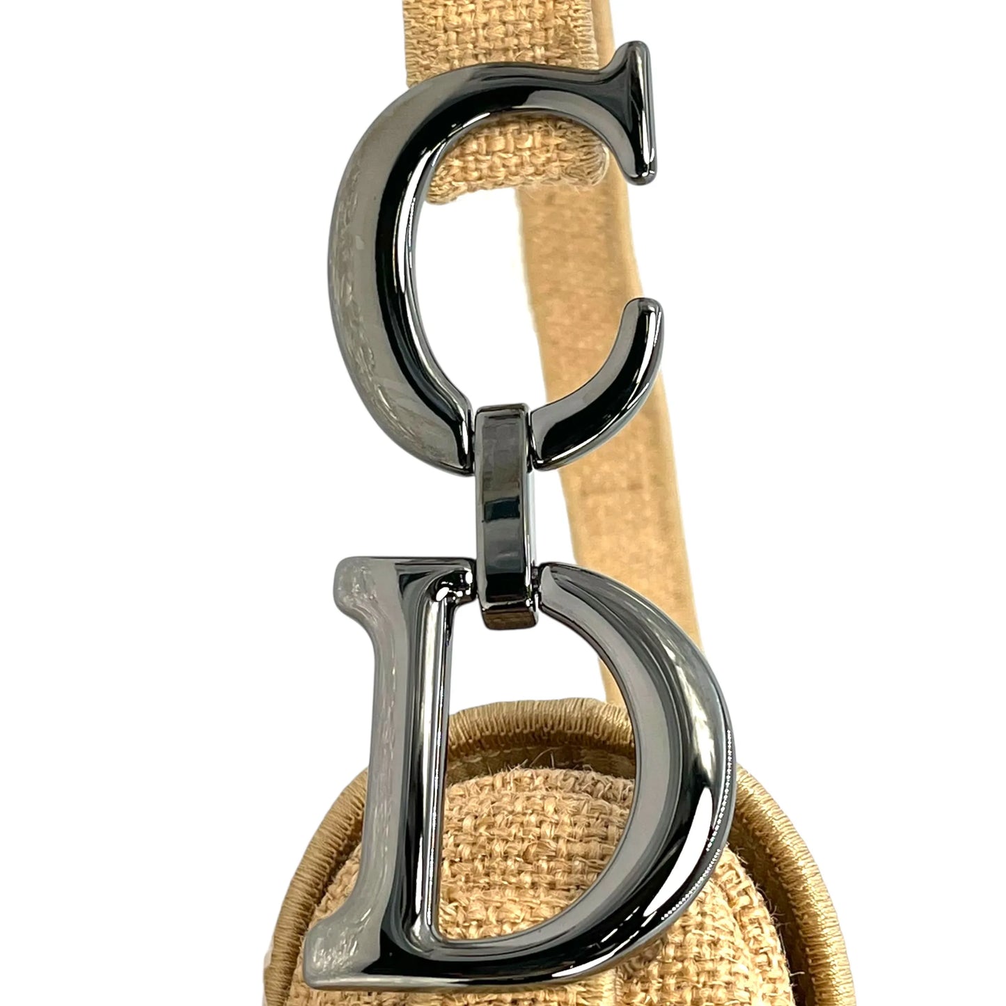 Dior Saddle Jute Canvas Embroidered With Dior Union Motif Hand Bag - Beige 