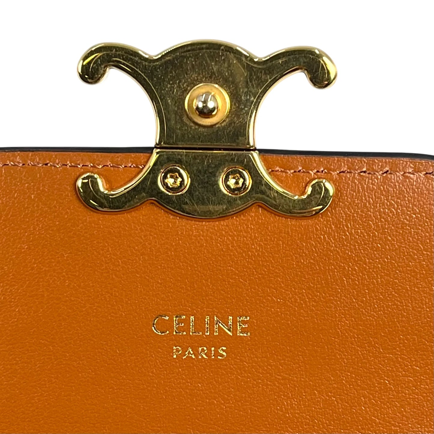 CELINE Triomphe Canvas Compact Wallet - Dark Brown 