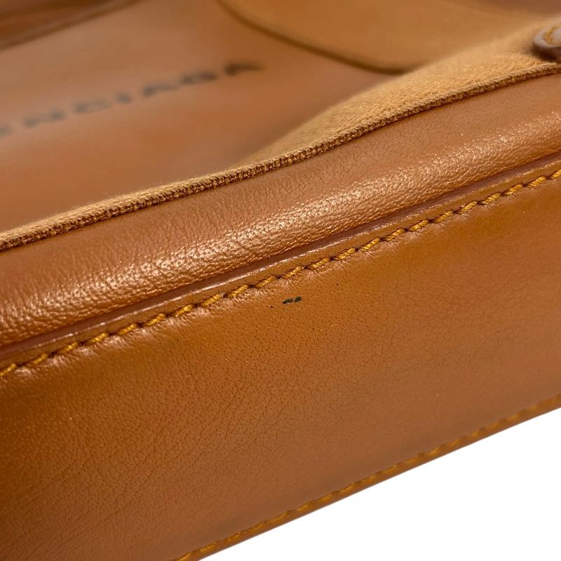 BALENCIAGA Navy Cabas Leather Handbag/Shoulder Bag - Brown 