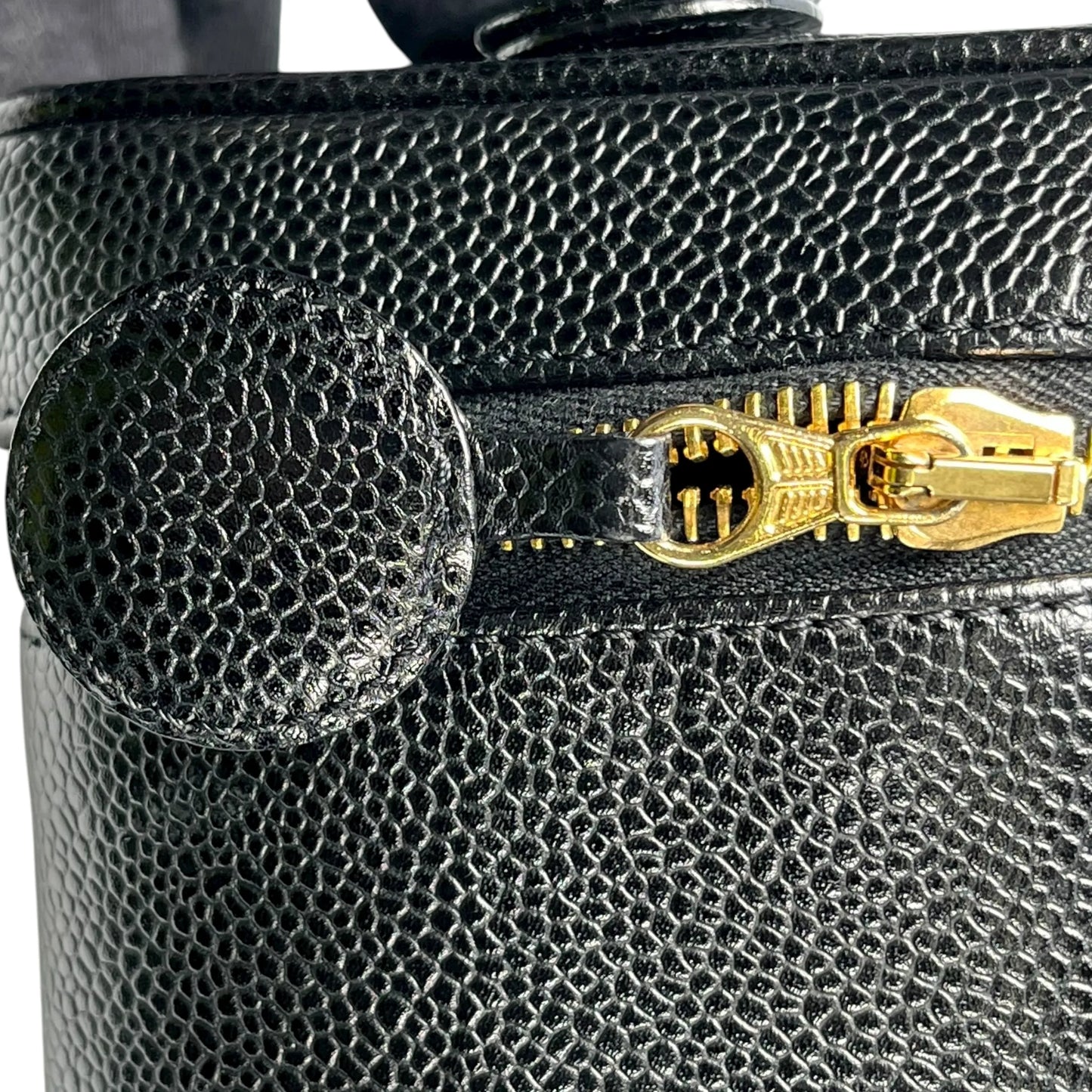 CHANEL キャビアスキン バニティバッグ ハンドバッグ - ブラック