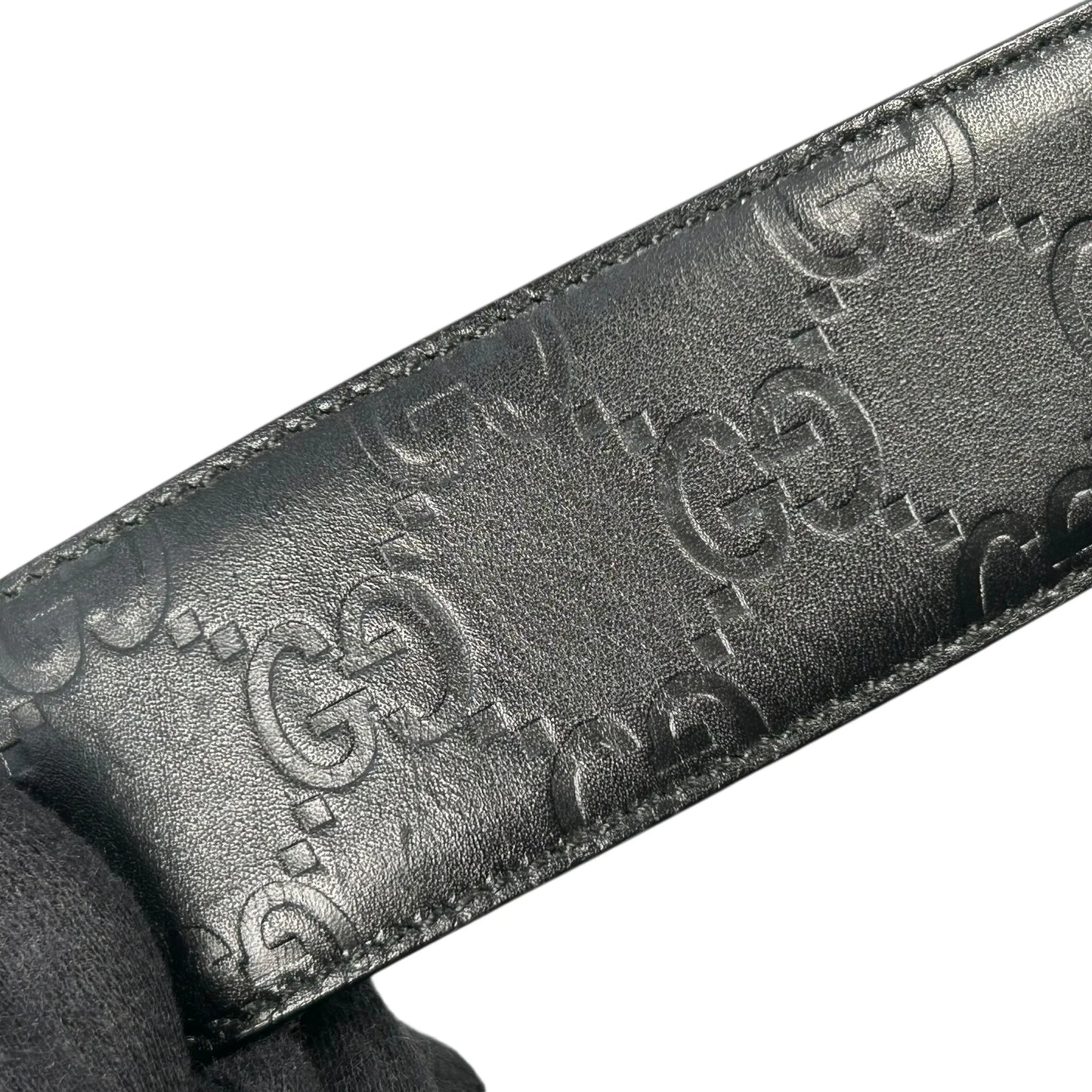 GUCCI グッチシマ GGロゴ レザー ベルト - ブラック