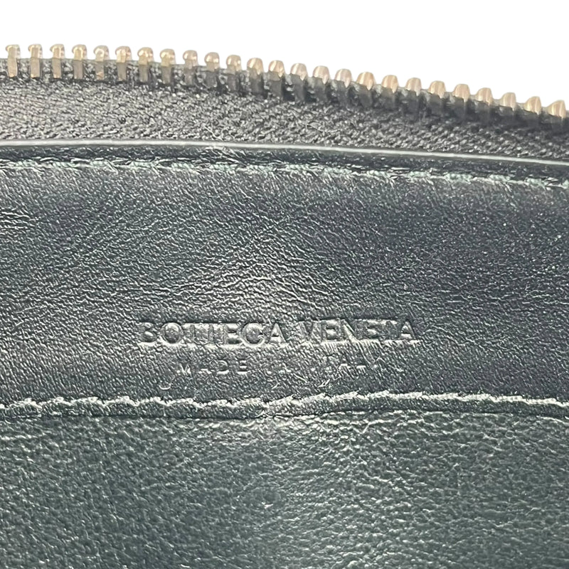 BOTTEGA VENETA Intrecciato Round Zip Leather Long Wallet - Black 