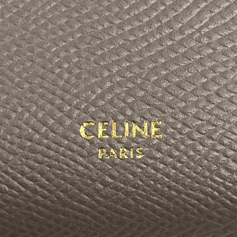 CELINE Small Strap Wallet in Calfskin, Bifold Compact Wallet - Gray 