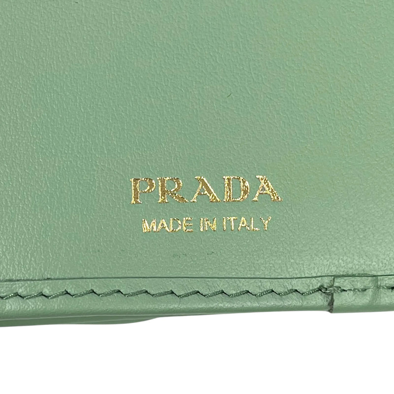 PRADA Saffiano Leather Tri-fold Compact Wallet - Green 