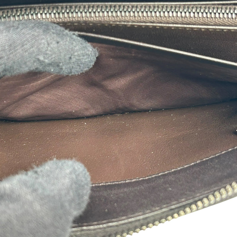 BOTTEGA VENETA Intrecciato Zip-Around Lambskin Long Wallet - Dark Brown 