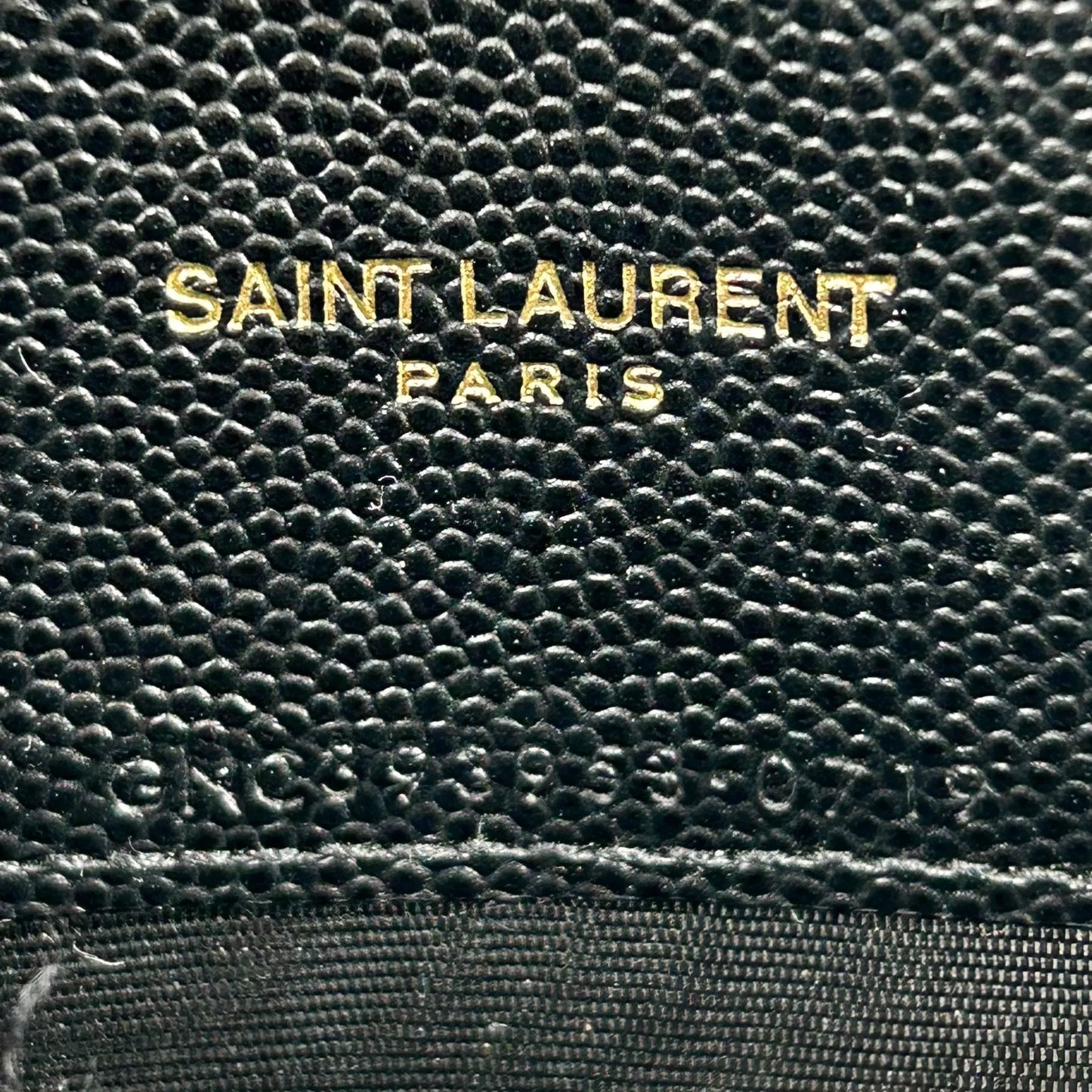 Saint Laurent Cassandra Envelope Calf Leather Chain Wallet - Black 