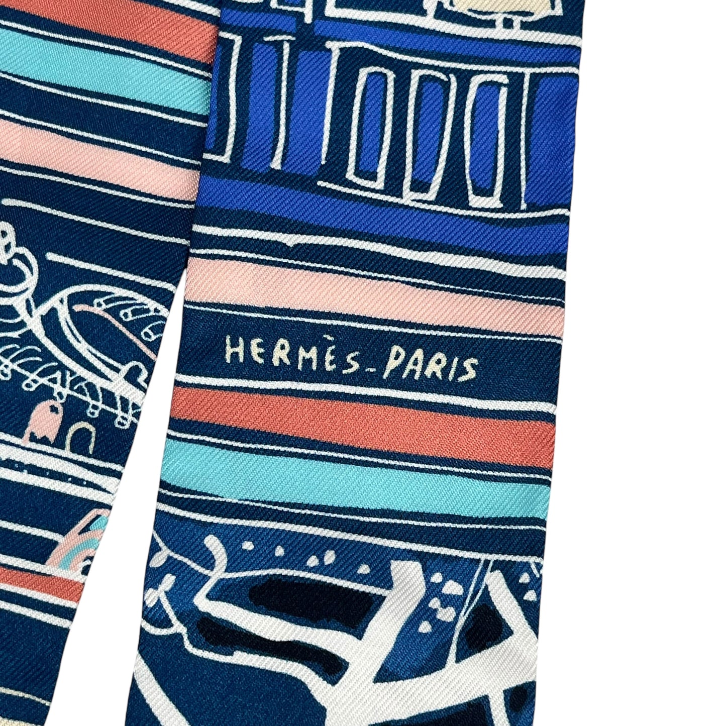 Hermès Twilly Scarf Rayeur d'Eté - Blue, Navy, and Multicolor 