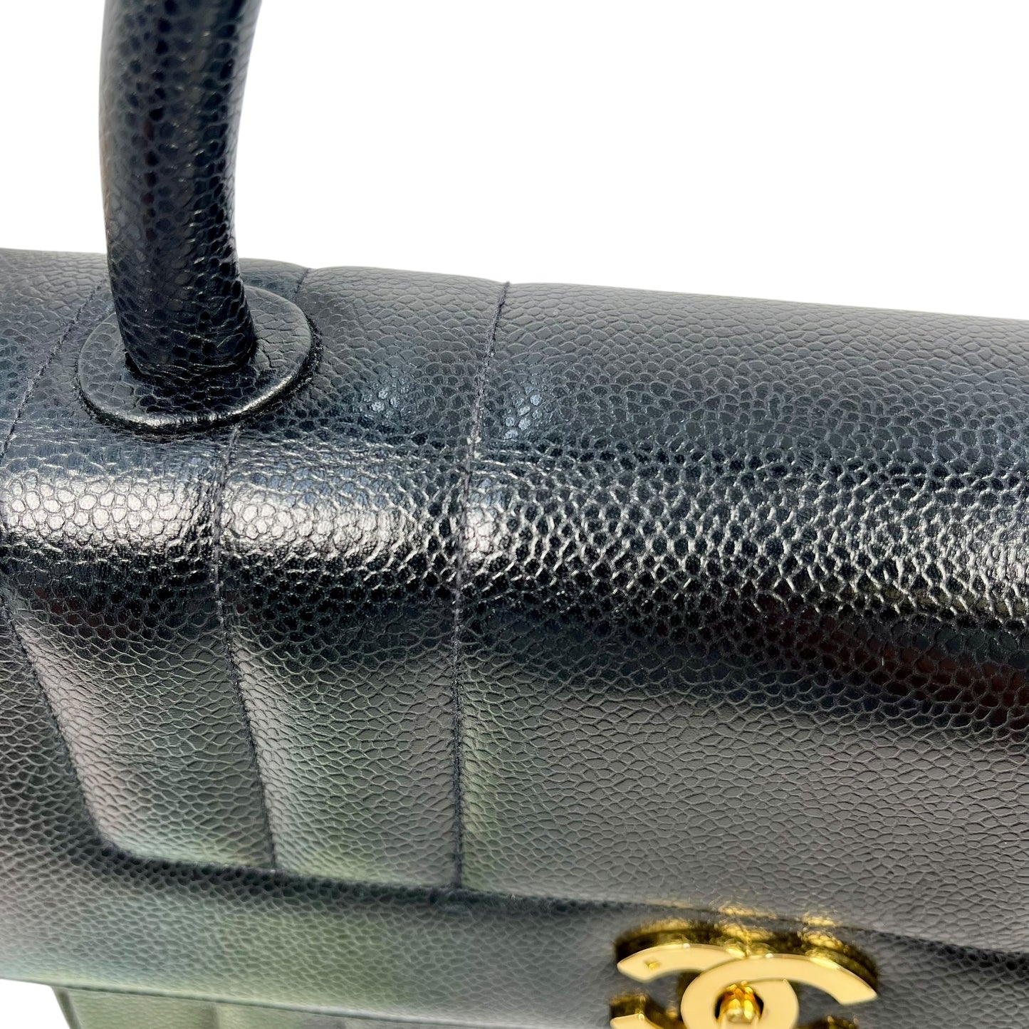 CHANEL マドモアゼル キャビアスキン ハンドバッグ - ブラック