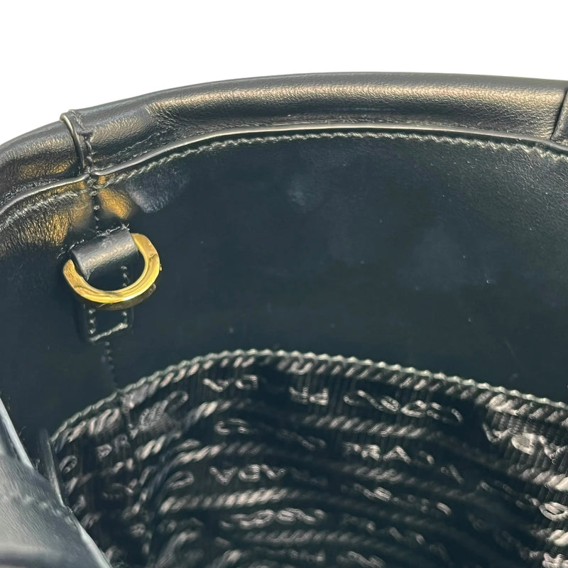 PRADA Soft Calf Leather Tote Bag/Shoulder Bag - Black 