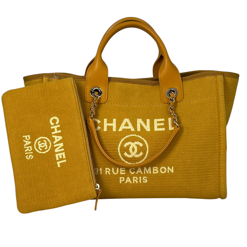 CHANEL ドーヴィル キャンバス トートバッグ - イエロー