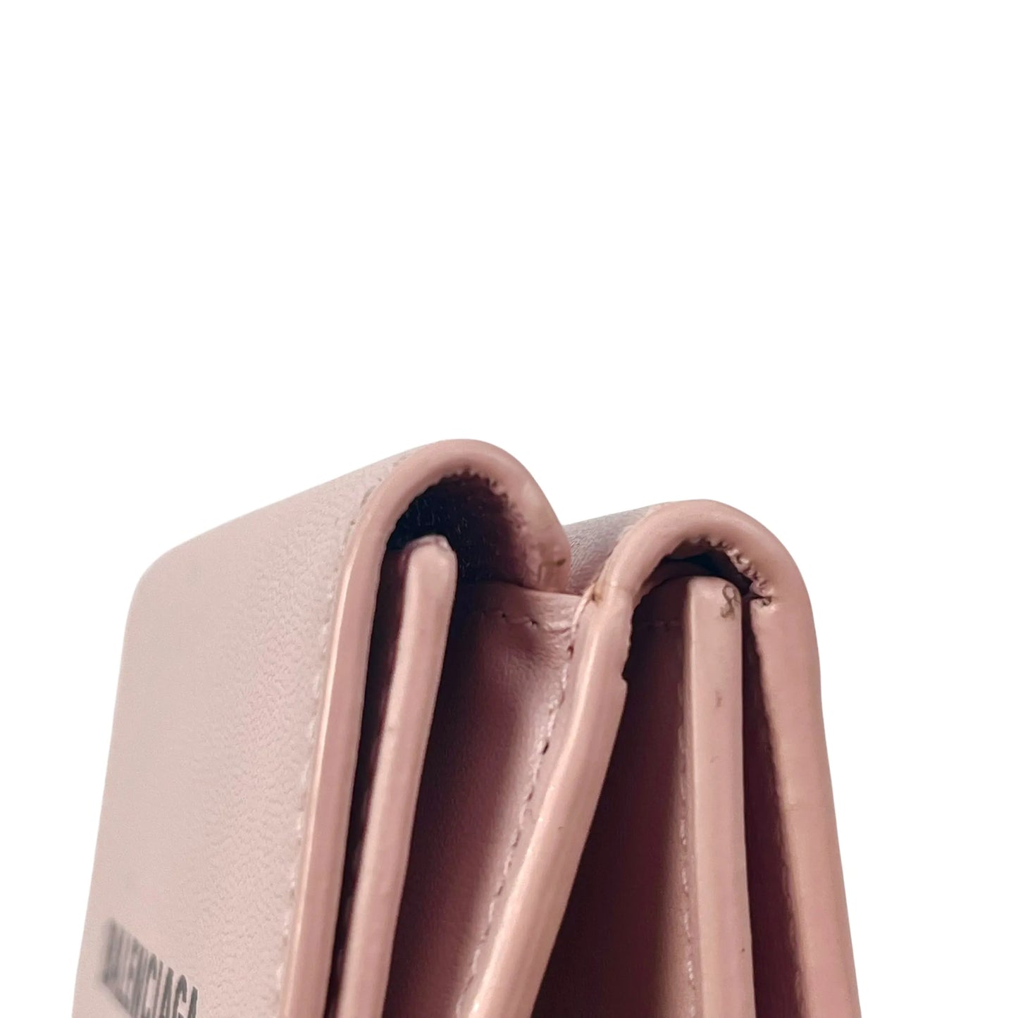 BALENCIAGA Cash Mini Leather Tri-fold Compact Wallet - Pink