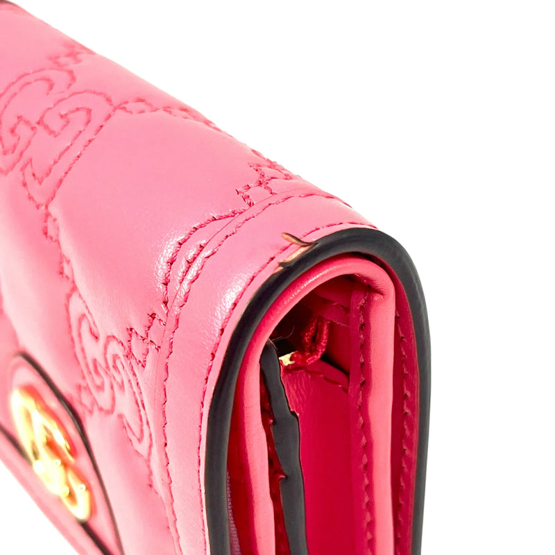 GUCCI GG Matelasse Card Case Bifold Wallet Compact Wallet - Pink 