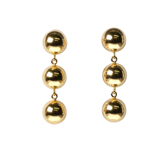 Triple Ball Earrings - 18KYG - 06854 