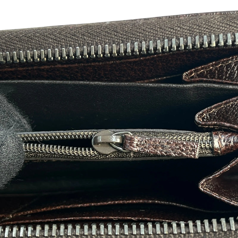 GUCCI キャンバス グッチシマ ラウンドジップ ロングウォレット - ブラウン
