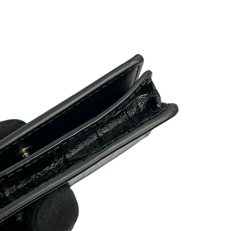 BALENCIAGA Crocodile Paper Card Case - Black 