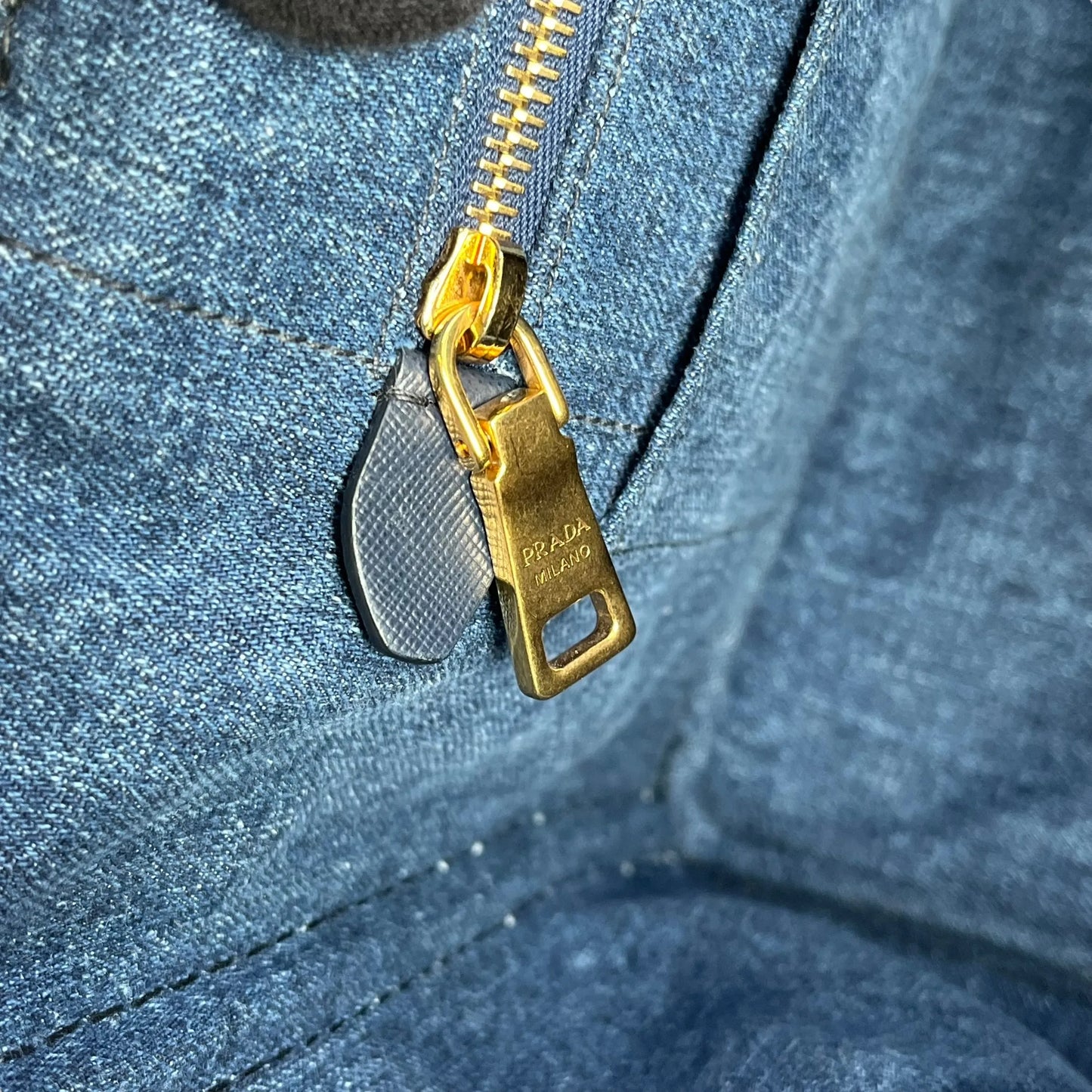 Prada Canapa Denim Tote Bag/Handbag - Blue 