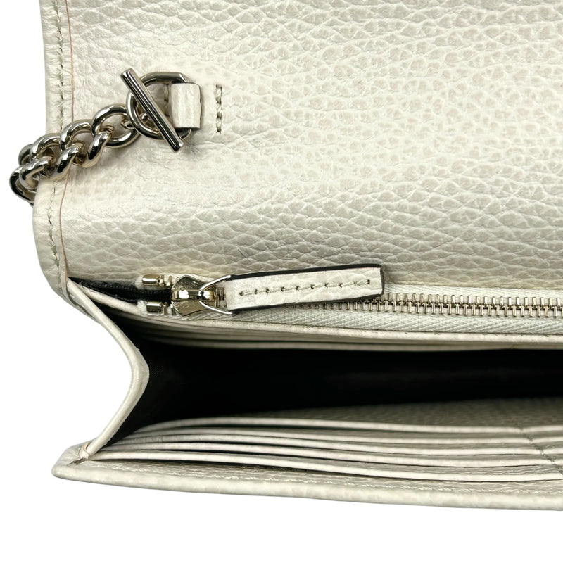 GUCCI Interrocking G Chain Wallet Shoulder Bag - Cream White 