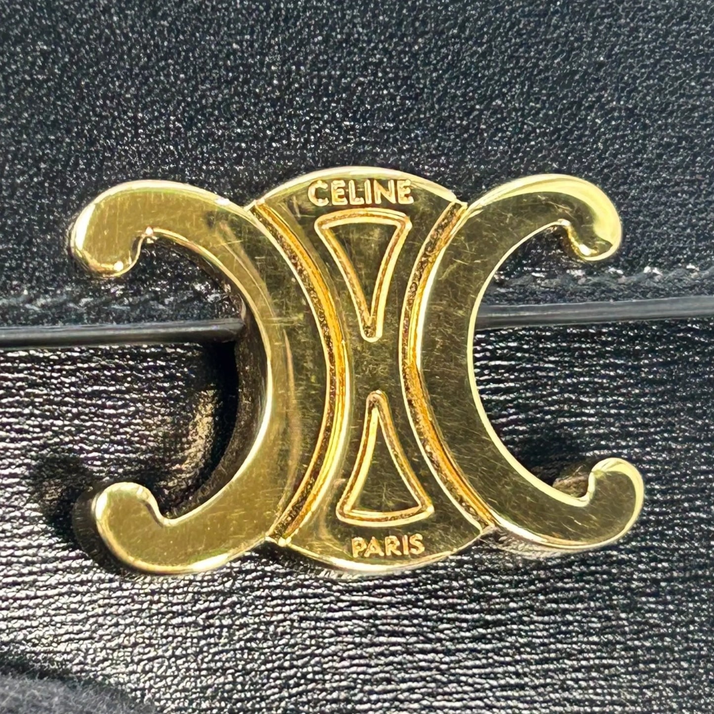 CELINE Triomphe Compact Tri-fold Wallet - Black - 35348 