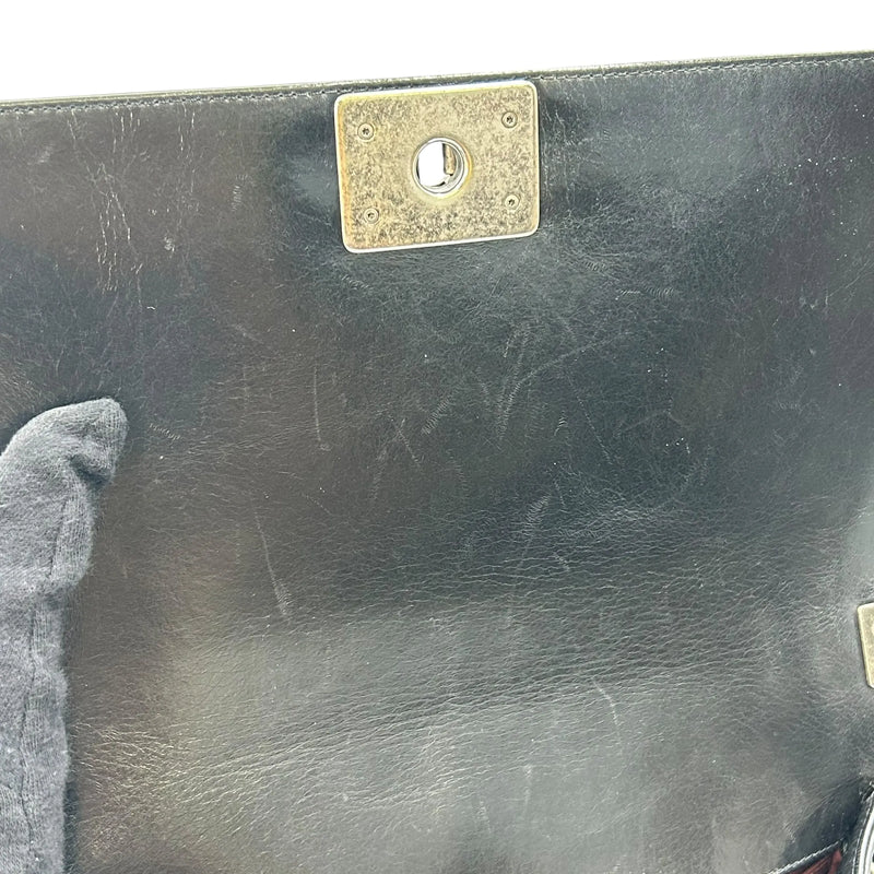 CHANEL Boy Chanel Leather Chain Shoulder Bag - Black 