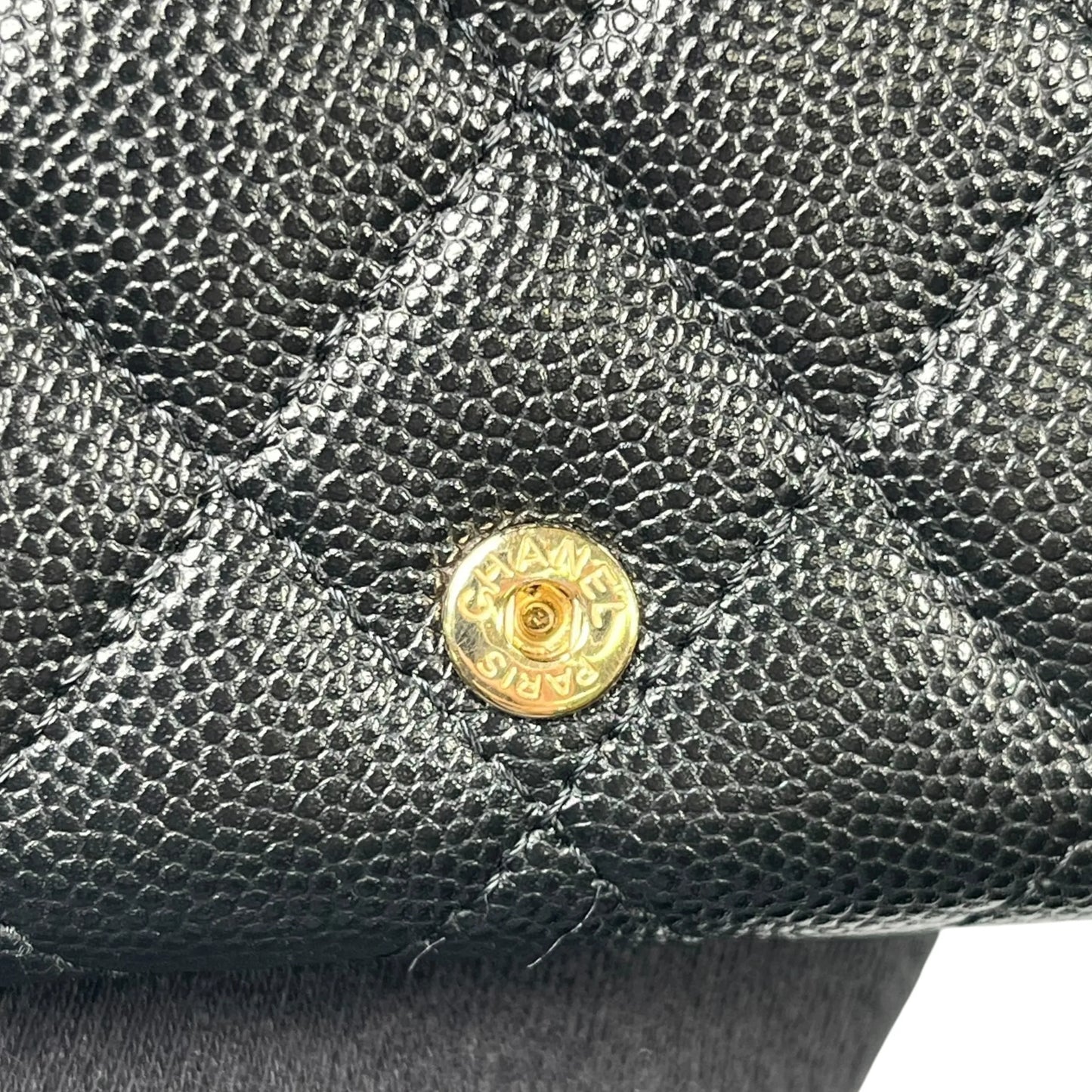 CHANEL Classic Small Flap Compact Wallet in Caviar Leather - Black 