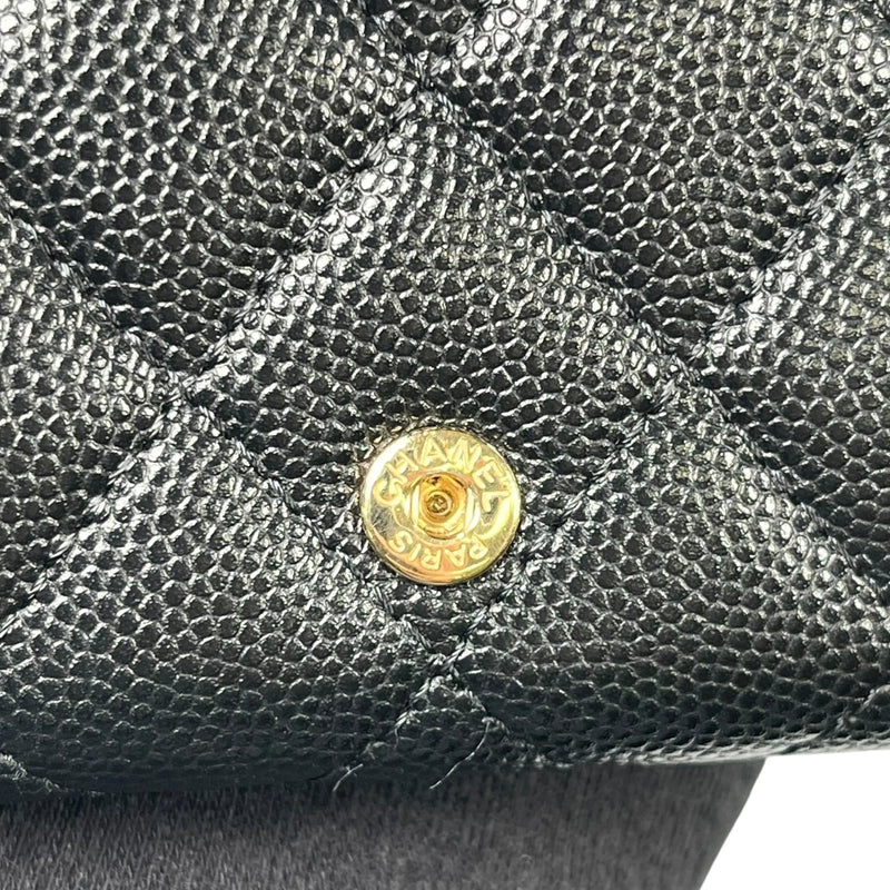 CHANEL Classic Small Flap Compact Wallet in Caviar Leather - Black 