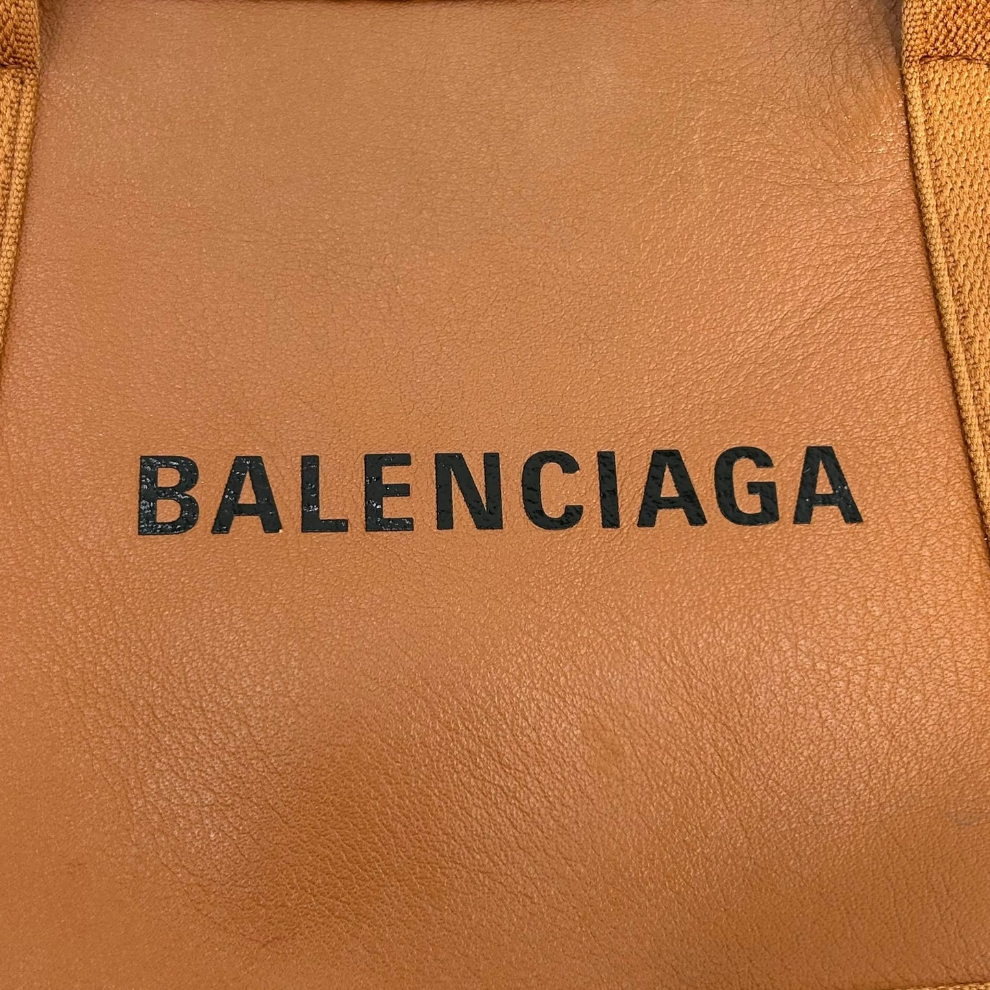 BALENCIAGA Navy Cabas Leather Handbag/Shoulder Bag - Brown 