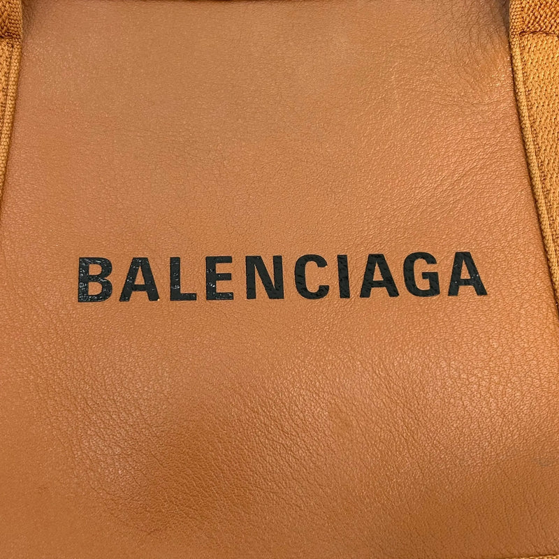 BALENCIAGA Navy Cabas Leather Handbag/Shoulder Bag - Brown 
