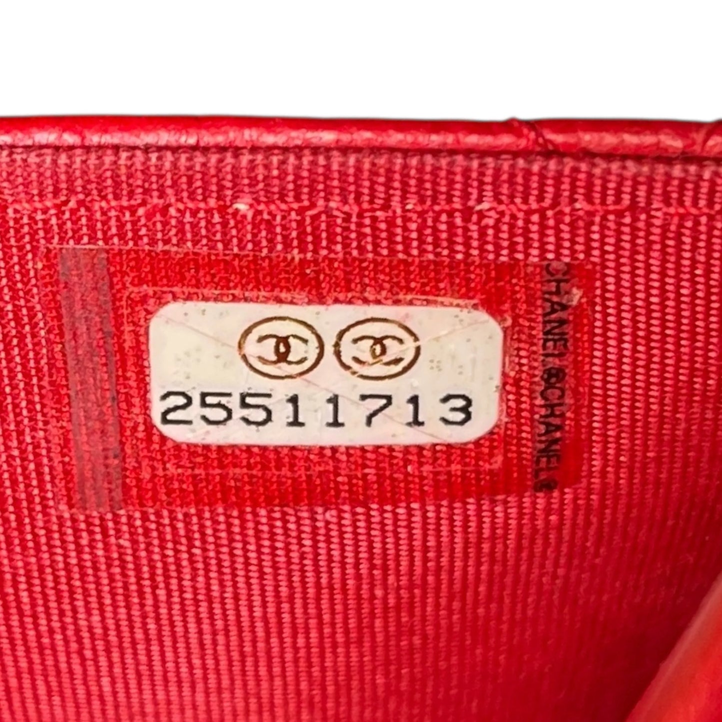 CHANEL CC Filigree Caviar Leather Chain Wallet - Red 