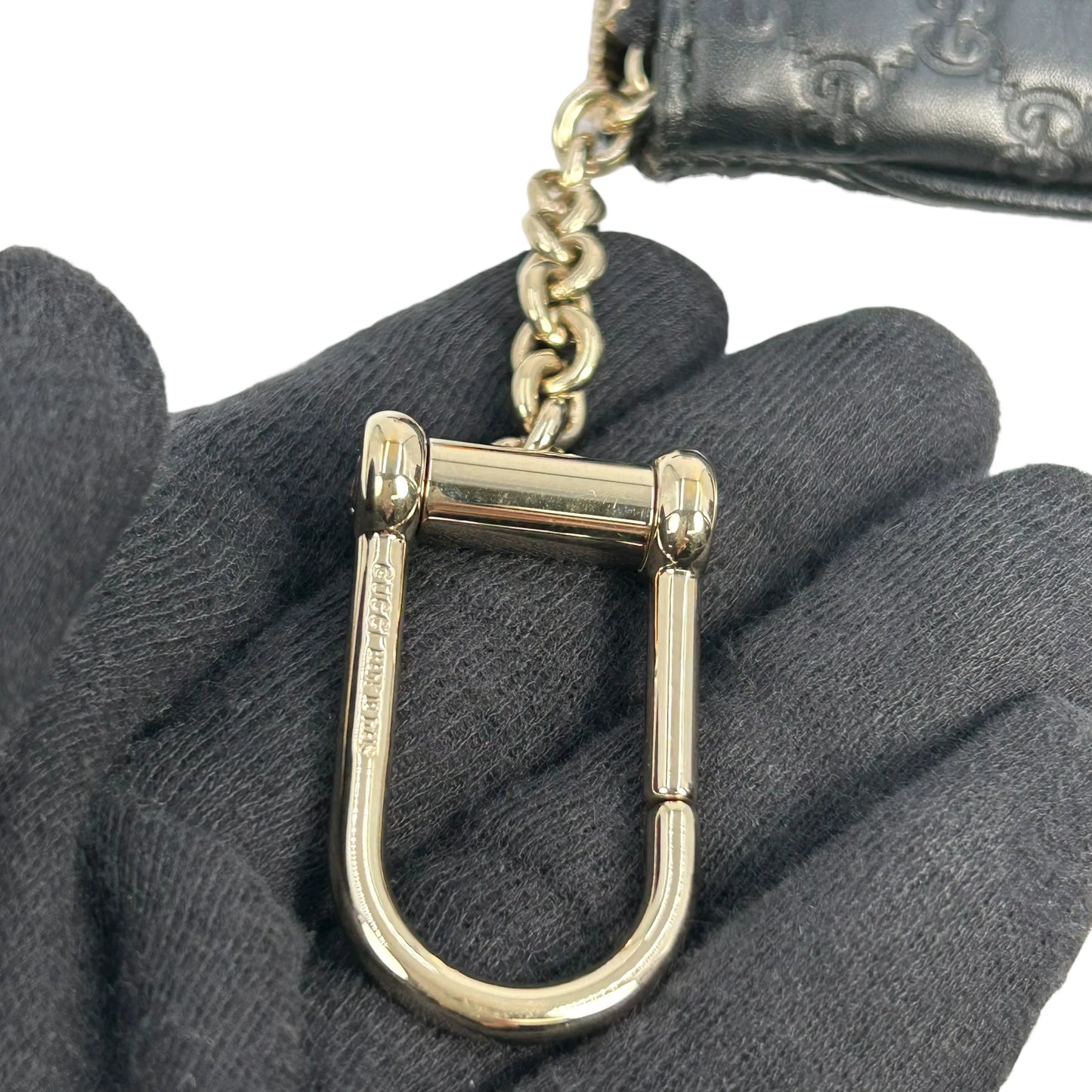 GUCCI Micro Guccissima Leather Key Case/Coin Purse - Black 